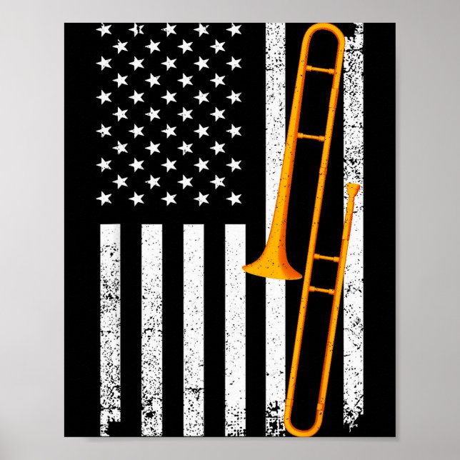 Poster Funny Trombone Art For Men Women Jazz Music Trombo (Frente)