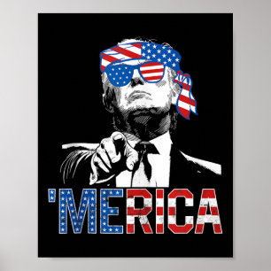 Poster Funny Trump 4 De Julho Merica American Flag Sungl