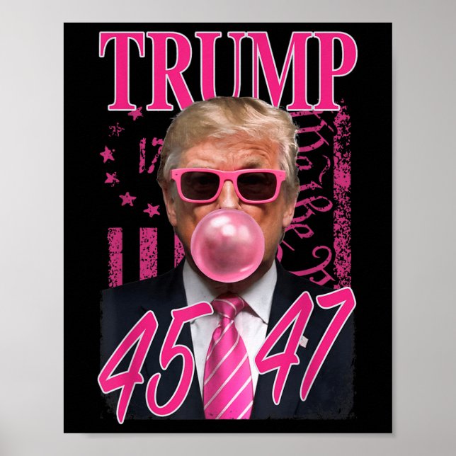 Poster Funny Trump Bubble Gum 1776 Pink Flag (Frente)