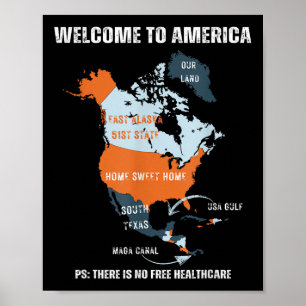 Poster Funny Trump Groelândia Canal do Panamá Canadá Méxi