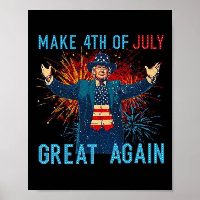 Poster Funny Trump Make 4th Of July Great Again Firework  (Frente)