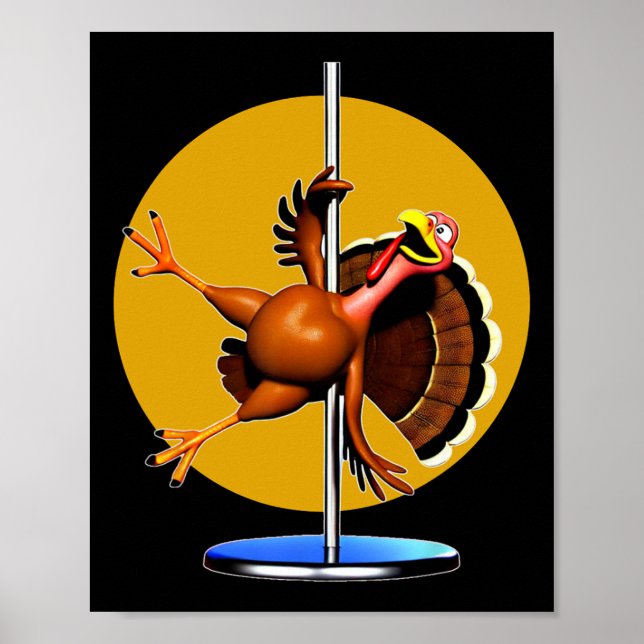 Poster Funny Turkey Dancing Apparel Dancing Pole Thanksgi (Frente)