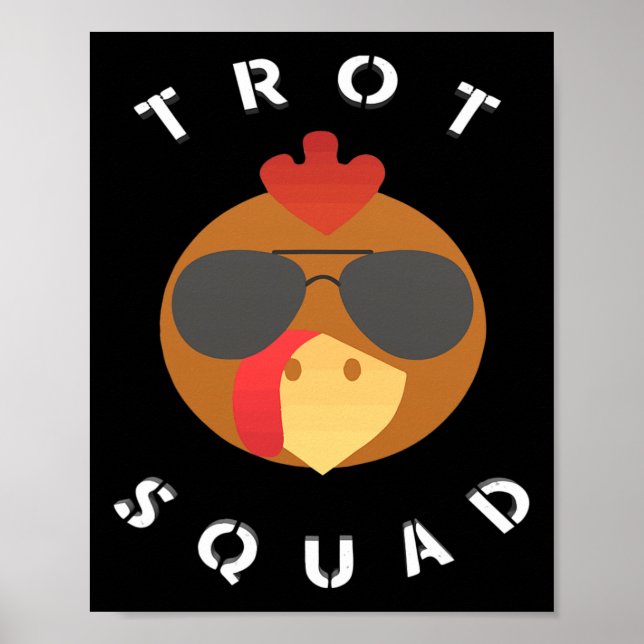 Poster Funny Turkey Face Trot Squad Thanksgiving Running  (Frente)