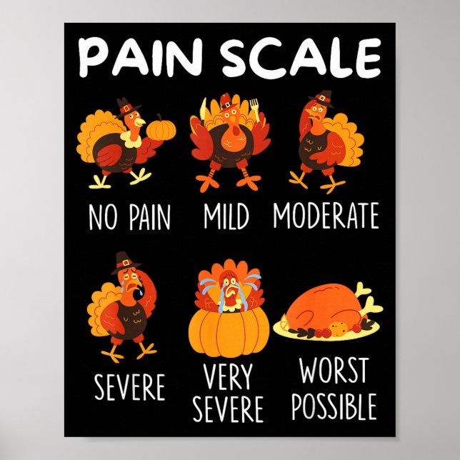 Poster Funny Turkey Pain Scale Thanksgiving Cna Er Nurse  (Frente)