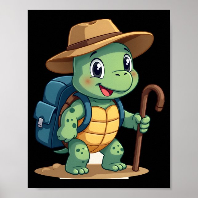 Poster Funny Turtle Hiking Graphic Camping Lover Adventur (Frente)