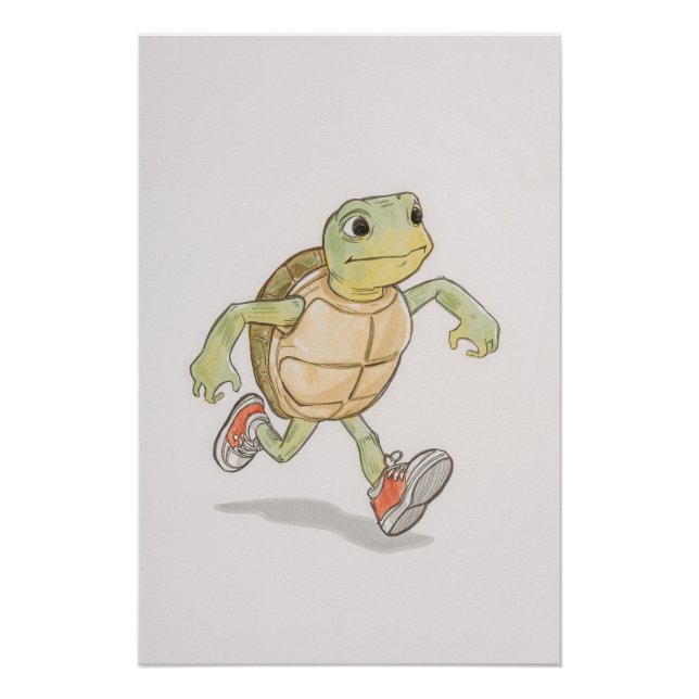 Pôster Funny Turtle Poster | Cartoon Wall Art (Frente)