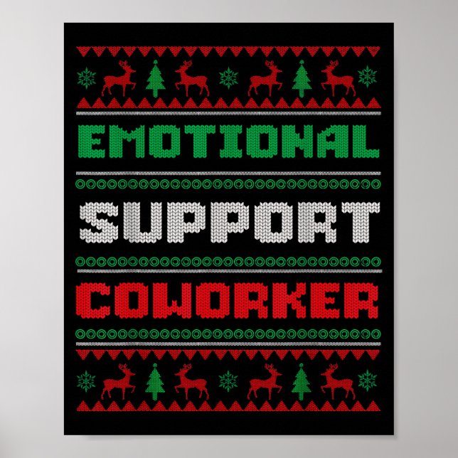 Poster Funny Ugly Christmas Sweater Emotional Suprt Cowor (Frente)