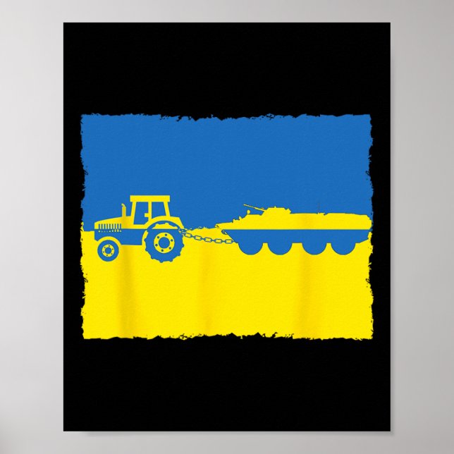 Poster Funny Ukraine Farmer Tractor Steals A Russian Tank (Frente)