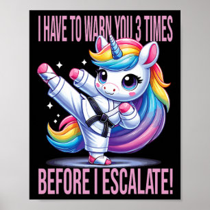 Poster Funny Unicorn Martial Arts Karate Para Raparigas
