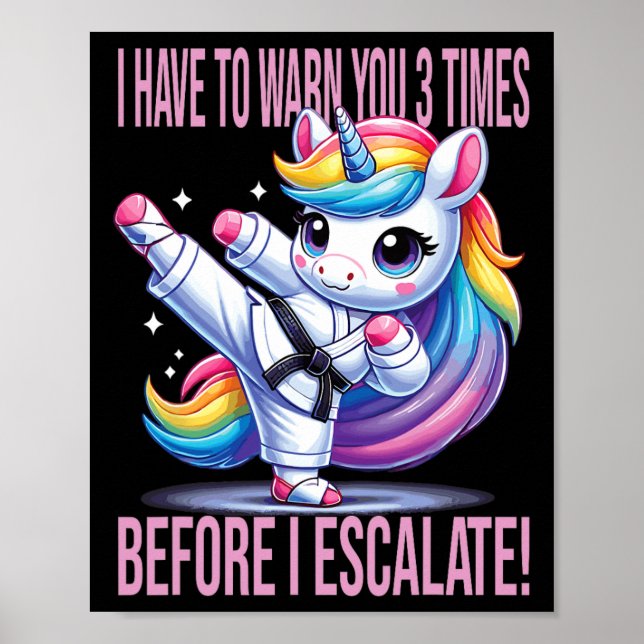 Poster Funny Unicorn Martial Arts Karate Para Raparigas (Frente)