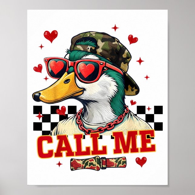 Poster Funny Valentine's Day Boy Duck Hunting Call Me Tod (Frente)