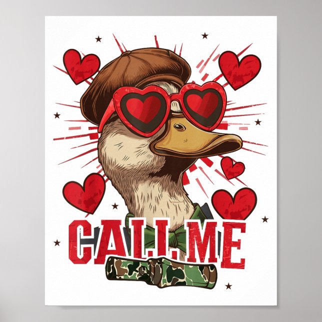 Poster Funny Valentine's Day Boy Duck Hunting Call Me Tod (Frente)