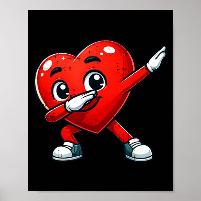 Poster Funny Valentines Day Dabbing Heart Lover Men Kids  (Frente)
