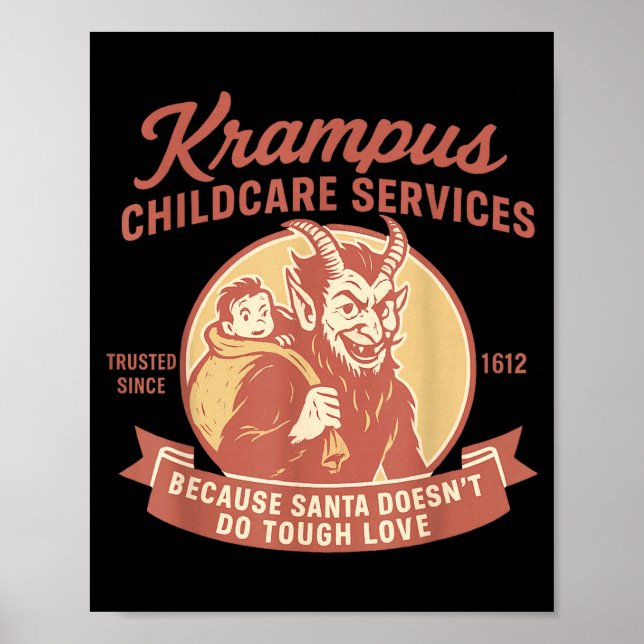 Poster Funny Vintage Krampus Child Transrt Services Merry (Frente)