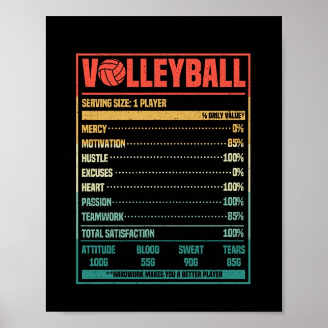 Poster Funny Voleibol Nutrição Fala Vball Team Fan (Frente)