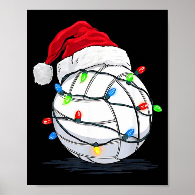 Poster Funny Volleyball Ball Christmas Graphics Lights Lo (Frente)