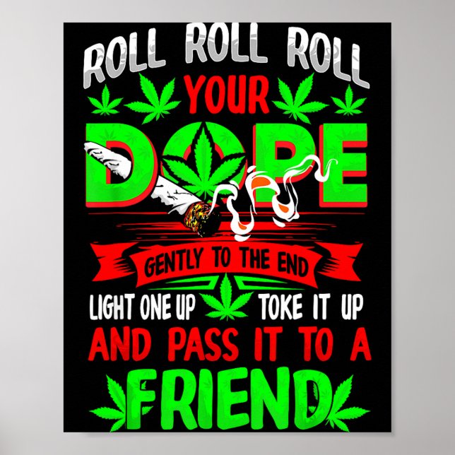 Poster Funny Weed T Lover Roll Joint Friend Smoking Short (Frente)