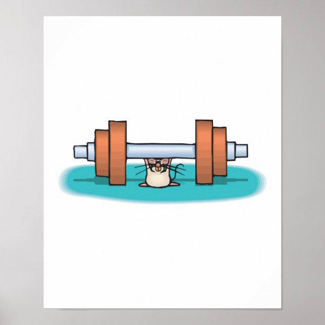 Poster funny weightlifting mouse (Frente)