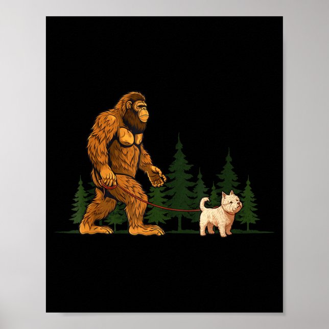 Poster Funny West Highland White Terrier Westie Bigfoot D (Frente)