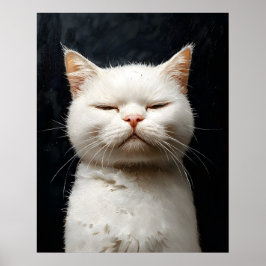 Poster Funny White Cat with Attitude, Not Impressed – Whi