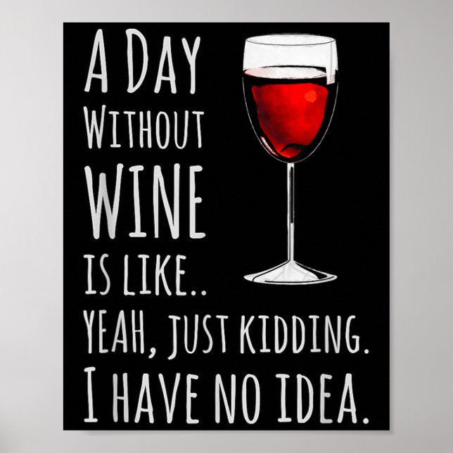 Poster Funny Wine S_ A Day Without Wine Is Like Just Kidd (Frente)