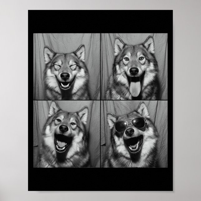 Poster Funny Wolf Photo Booth Sungles Dog  (Frente)