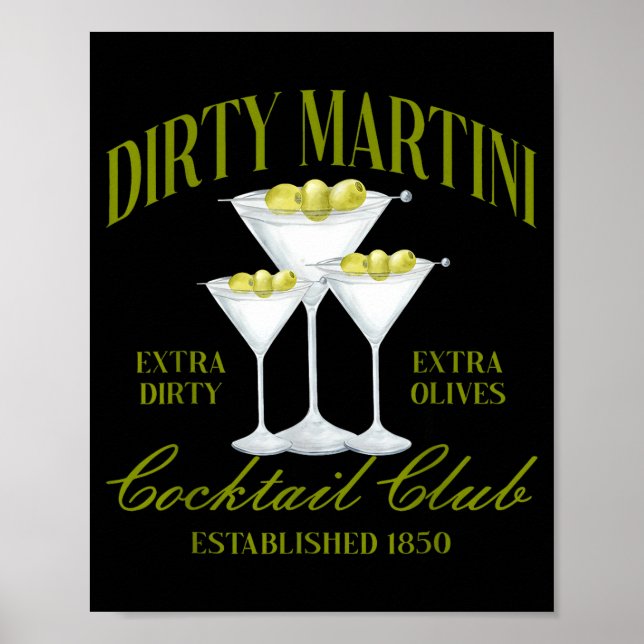 Poster Funny Womens Dirty Martini Social Club Drinking Ta (Frente)