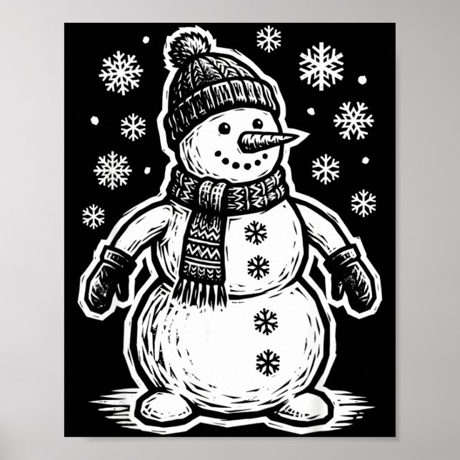 Poster Funny Woout Snowman Winter Holiday Christmas Snowf (Frente)