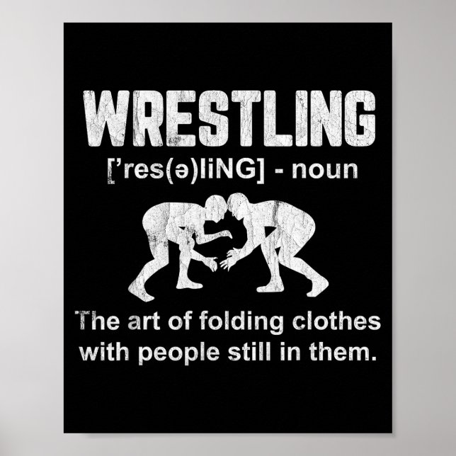 Poster Funny Wrestling Definition Wrestler Boys Mens Teen (Frente)