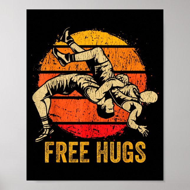 Poster Funny Wrestling Hugs Wrestling Mom Men Boys Kids  (Frente)