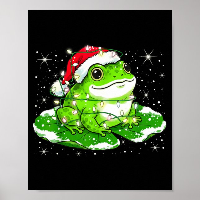 Poster Funny Xmas Lights Frog Cute Toad Frogs Women Men K (Frente)