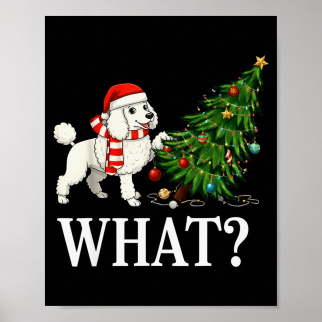 Poster Funny Xmas Odle Pushing Christmas Tree Over Dog Wh (Frente)