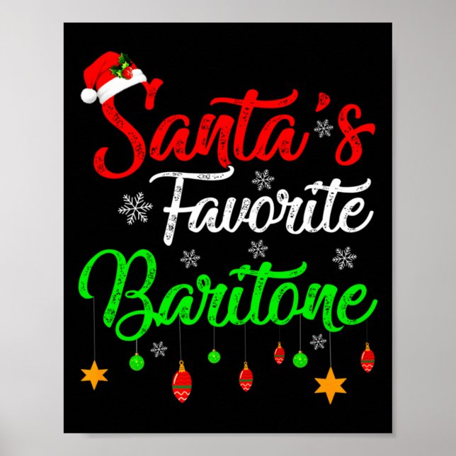 Poster Funny Xmas Santas Favorite Baritone Christmas  (Frente)
