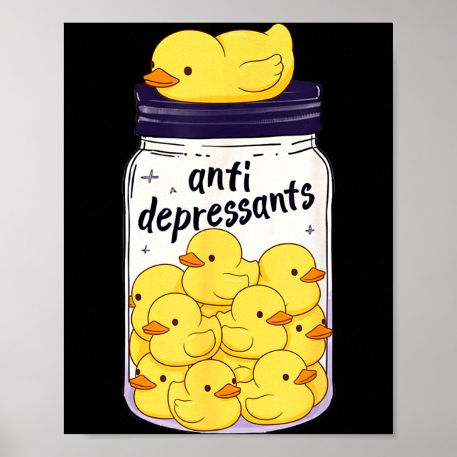 Poster Funny Yellow Duck Anti Depressant Jar Zoo Boys Gir (Frente)