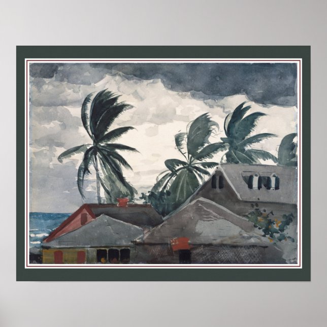 Poster "Furacão" nas Bahamas por Winslow Homer (Frente)