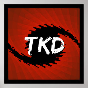 Pôster Furacão vermelho e preto de Taekwondo