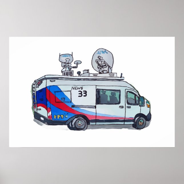 Poster Furgão Clássico de Notícias de TV (Frente)