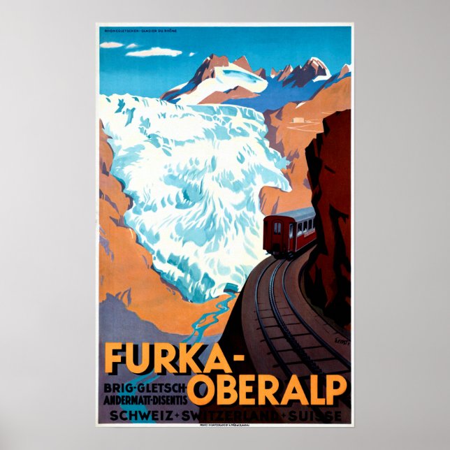 Poster FURKA-OBERALP - Suiça de Passagem de Montanha Estr (Frente)