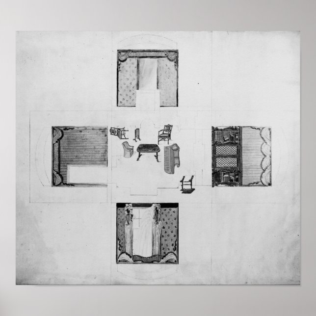 Poster Furnishings para uma pequena sala de desenho (Frente)