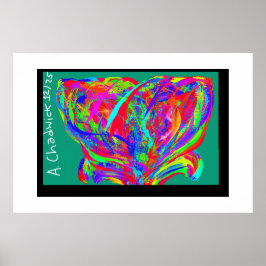 Poster Furry Rainbow Colored Flower