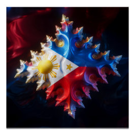 Pôster Fusão Da Bandeira Filipina E Do Mandelbrot Fractal