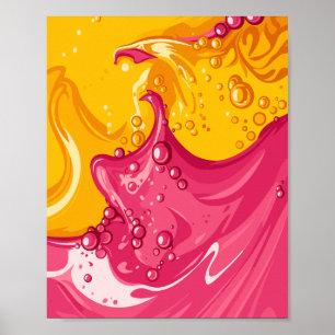 Poster Fusão Vibrante de Energia Líquida Rosa e Dourada