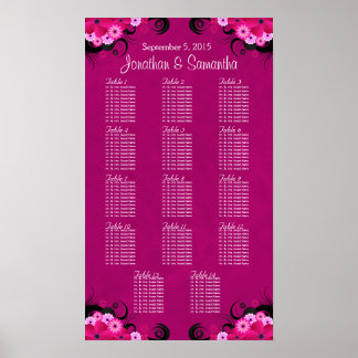 Pôster Fuschia Floral 14 Gráfico de Assentos de Mesa de C