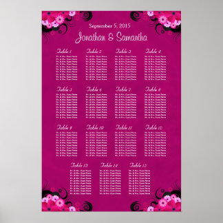 Pôster Fuschia Floral 15 Gráfico de Assentos de Mesa