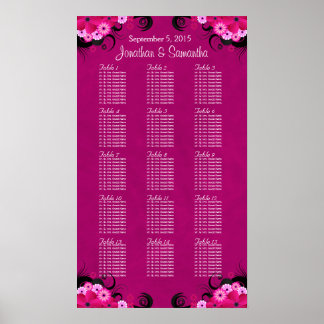 Pôster Fuschia Floral 15 Mesa de Casamento