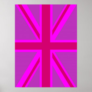 Pôster Fuscsia Union Jack Flag Design