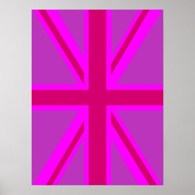 Pôster Fuscsia Union Jack Flag Design (Frente)