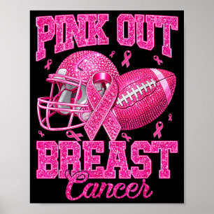 Poster Fútbol rosa concientización sobre el cáncer de mam