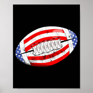 Poster Futebol Americano Bandeira Americana 4 de Julho Cr
