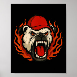 Poster Futebol Americano Bulldog Espírito Queimando Poten